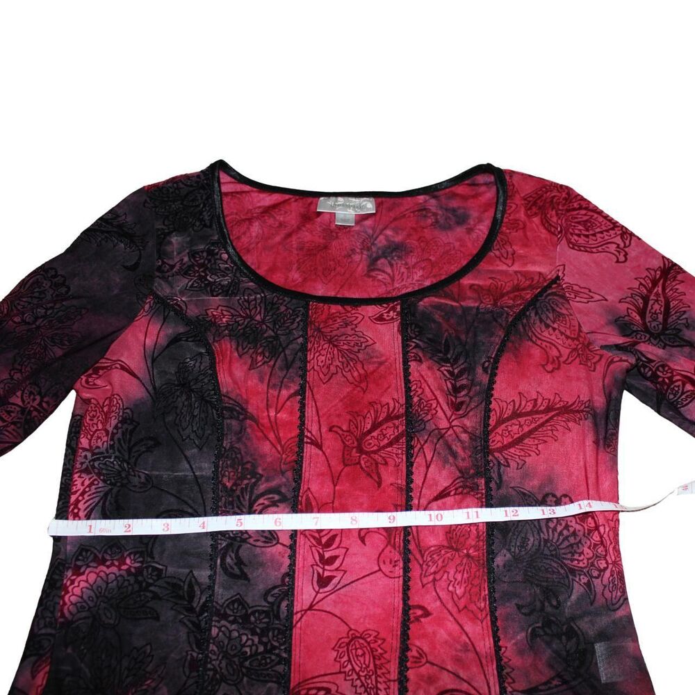 Dressbarn Women's Red and Black Blouse - Picture 7 of 8